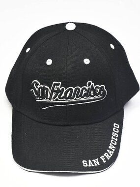 San Francisco Strapback Hat Black One Size Adjustable